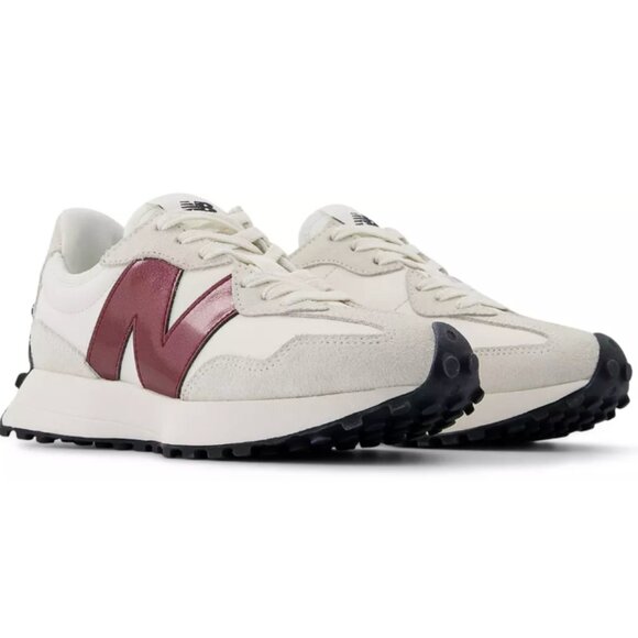 New Balance 327 Women Sneakers Shoes Moonbeam White Burgundy various sizes - Picture 4 of 7